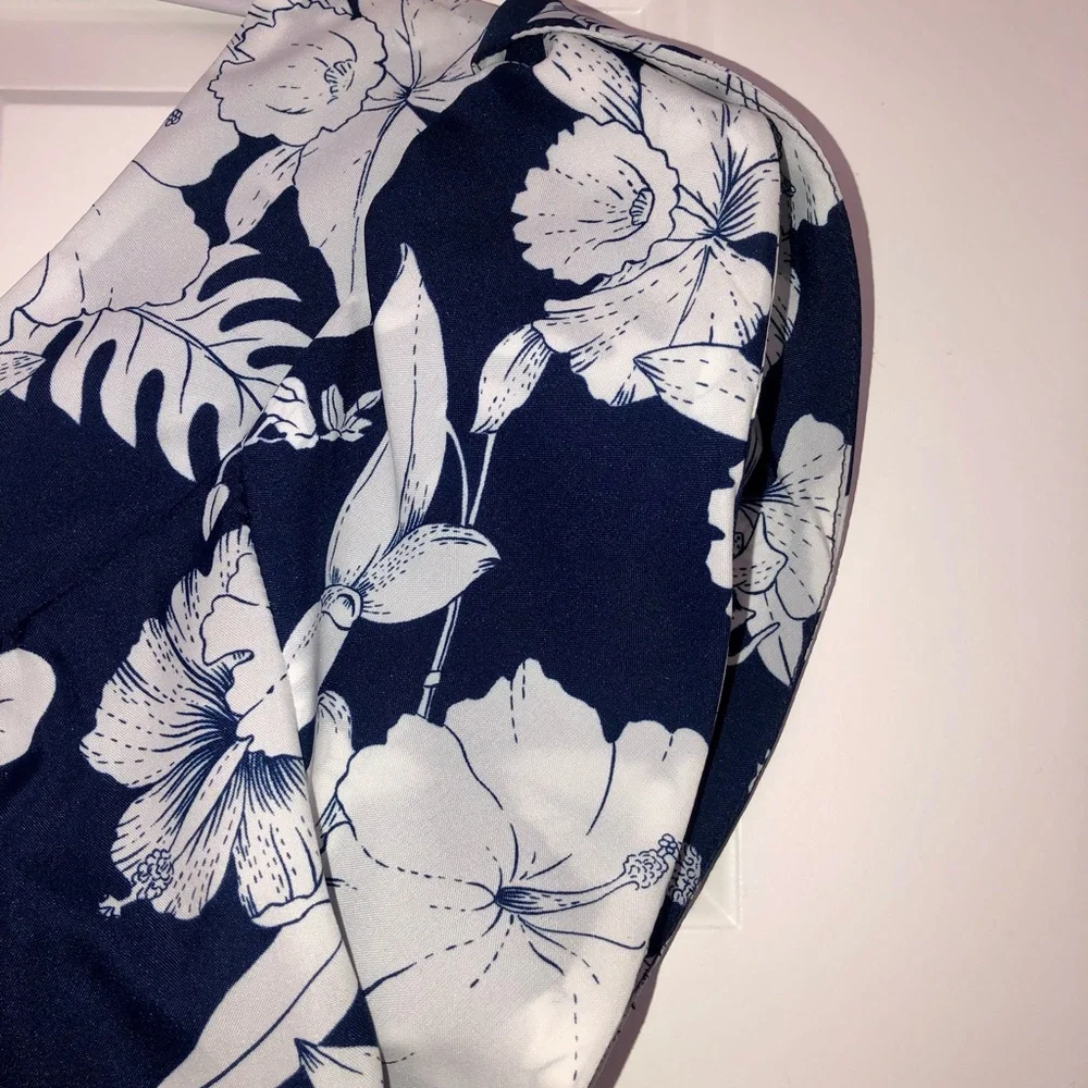 Vintage Hawaiian Muʻumuʻu Dress | Fashions by Loke | Blue & White Floral - Picture 5 of 6